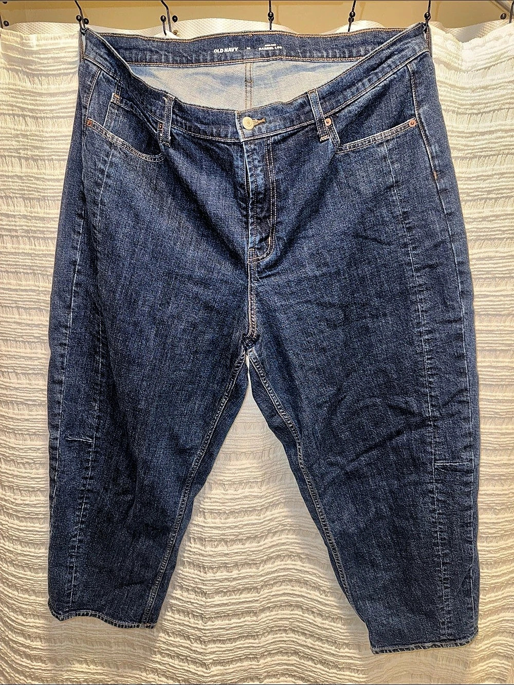 Old Navy High-Rise Barrel Leg Jeans Blue Waist 18